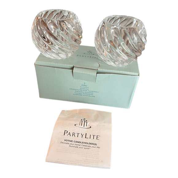 PartyLite Other - Set of 2 Partylite P0463 Illusions Swirl Glass Votive Candle Holders Clear